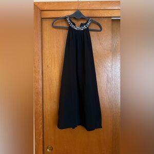 Black Halter Dress with Beaded Neckline